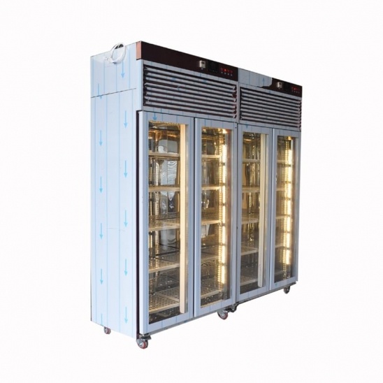 Mejor venta de dos puertas de oro Rosa de acero inoxidable de carne de secado de la pantalla del congelador 
