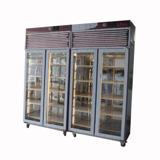 Mejor venta de dos puertas de oro Rosa de acero inoxidable de carne de secado de la pantalla del congelador 