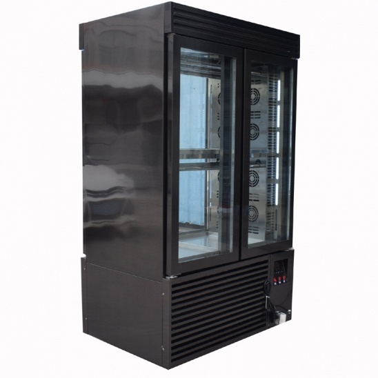 Dos puertas de cristal negro acero inoxidable de carne de secado de la pantalla del congelador 
