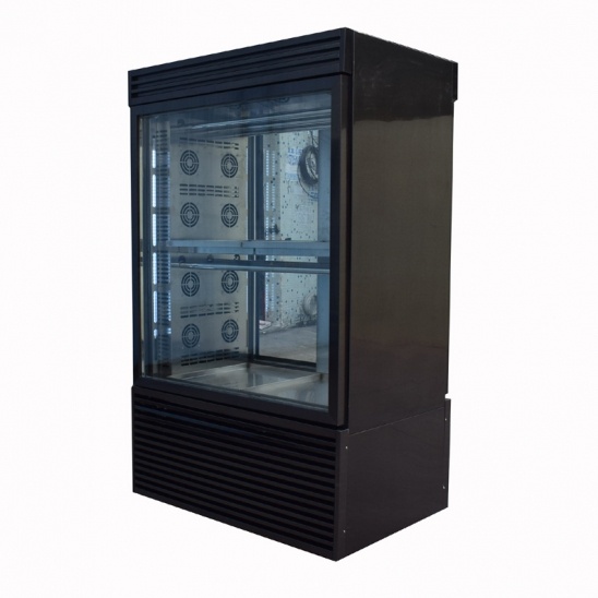 Dos puertas de cristal negro acero inoxidable de carne de secado de la pantalla del congelador 