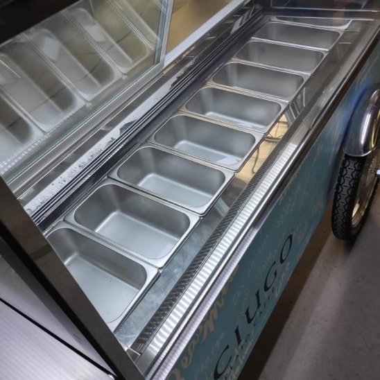 Personalizada sola fila 8 bandejas móviles exhibición de helados carro congelador 