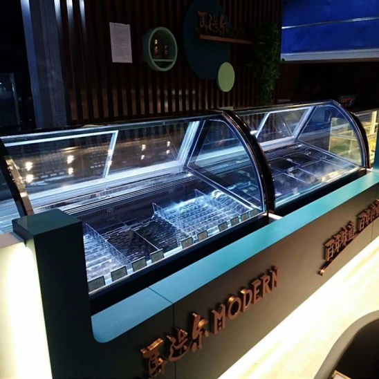 Vertical de baja temperatura de acero inoxidable negro exhibición de helados en el congelador 
