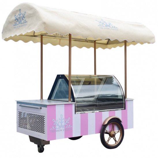 Mejor venta de móviles de acero inoxidable exhibición de helados empuje congelador carro 