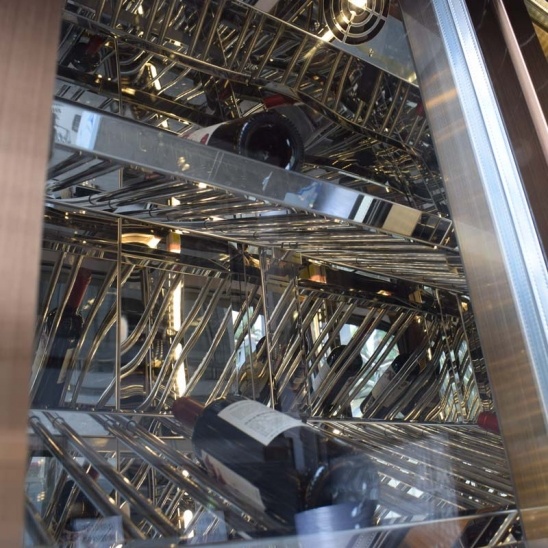 Personalizado de temperatura dual de doble propósito en oro rosa de cuatro puertas de cristal de la pantalla del congelador 