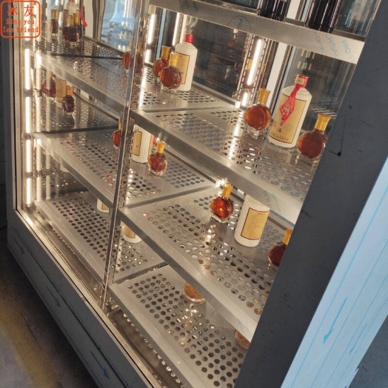 personalizado doble cara Refrigerador de exhibición de bebida fría de vino de vidrio 