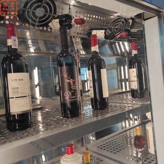 personalizado doble cara Refrigerador de exhibición de bebida fría de vino de vidrio 