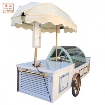 carrito de exhibición de helado móvil