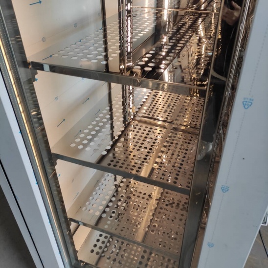  304 congelador de exhibición de envejecimiento de carne seca de puertas dobles de acero inoxidable 